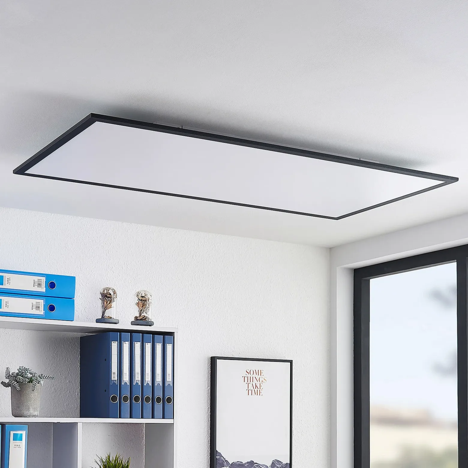 Panel LED Nelios de Lindby, 120 x 60 cm, CCT, negro, metal