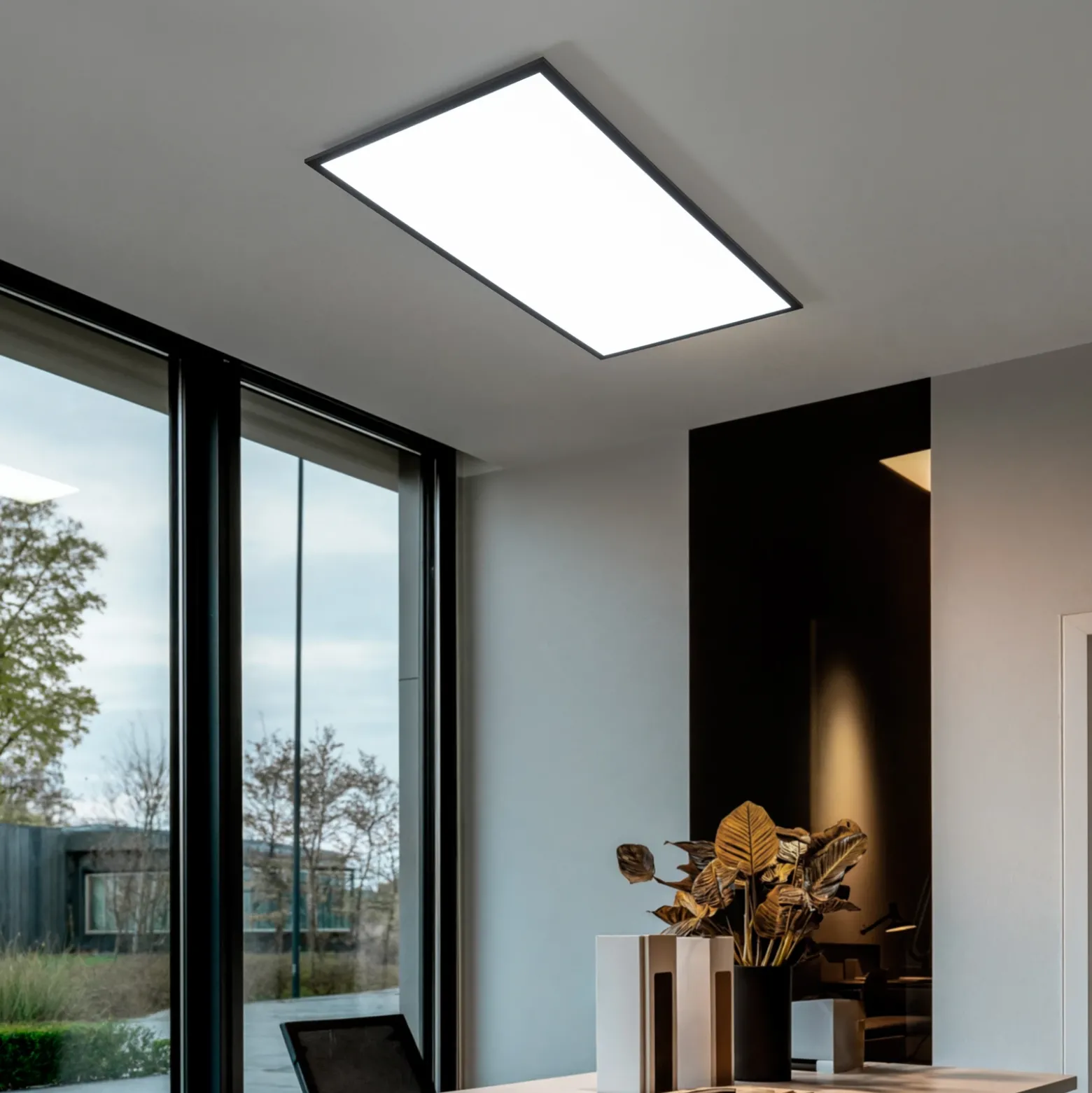 Panel LED Nelios de Lindby, 120 x 60 cm, CCT, negro, metal