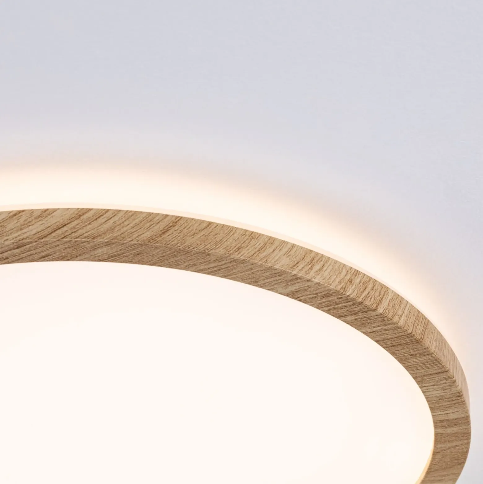 Panel LED Paulmann Atria Shine, Ø 19 cm, acabado madera, IP44, 3000 K,