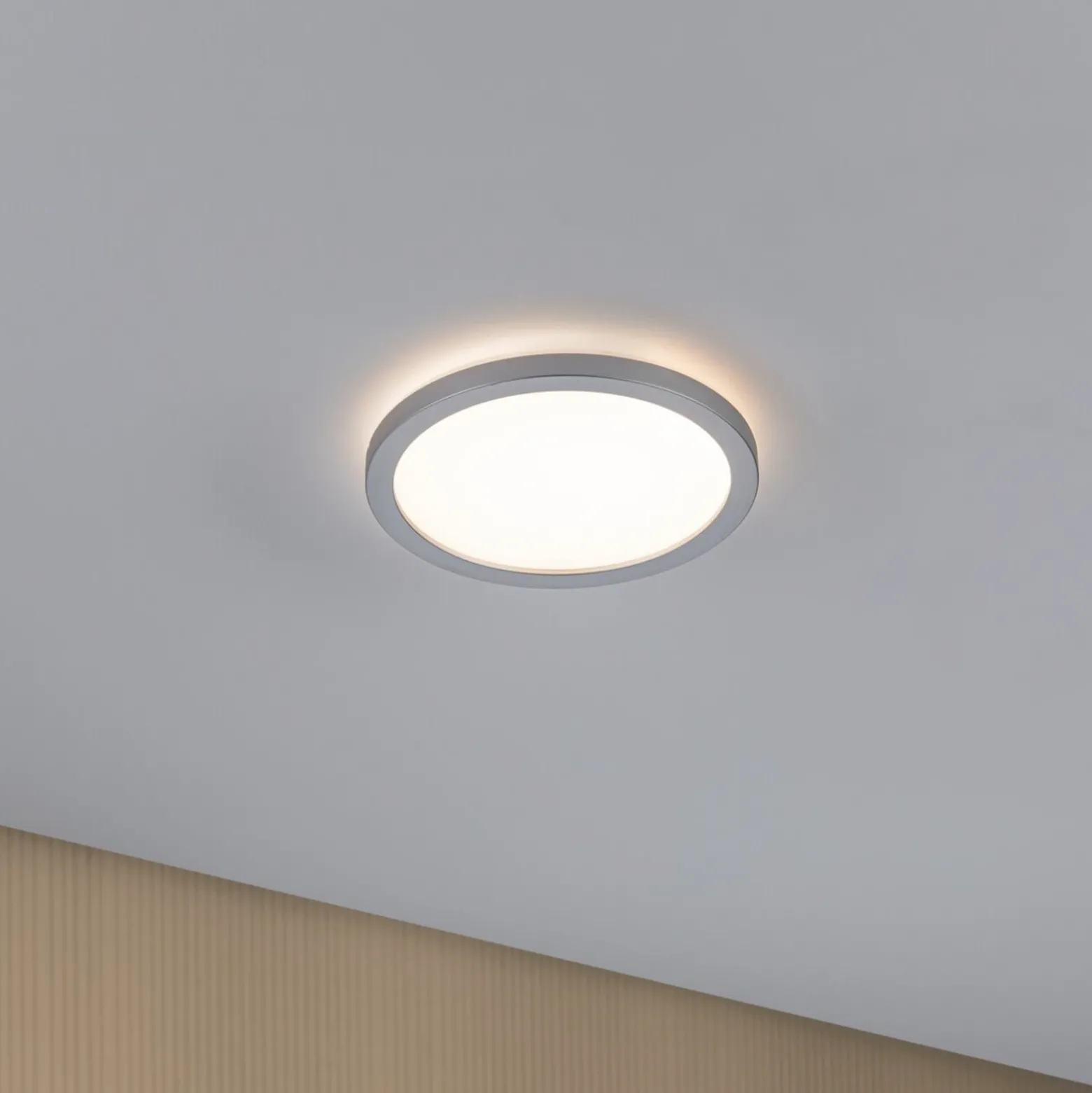 Panel LED Paulmann Atria Shine cromado, Ø 19 cm, 3000 K, encendido/apagado, IP20