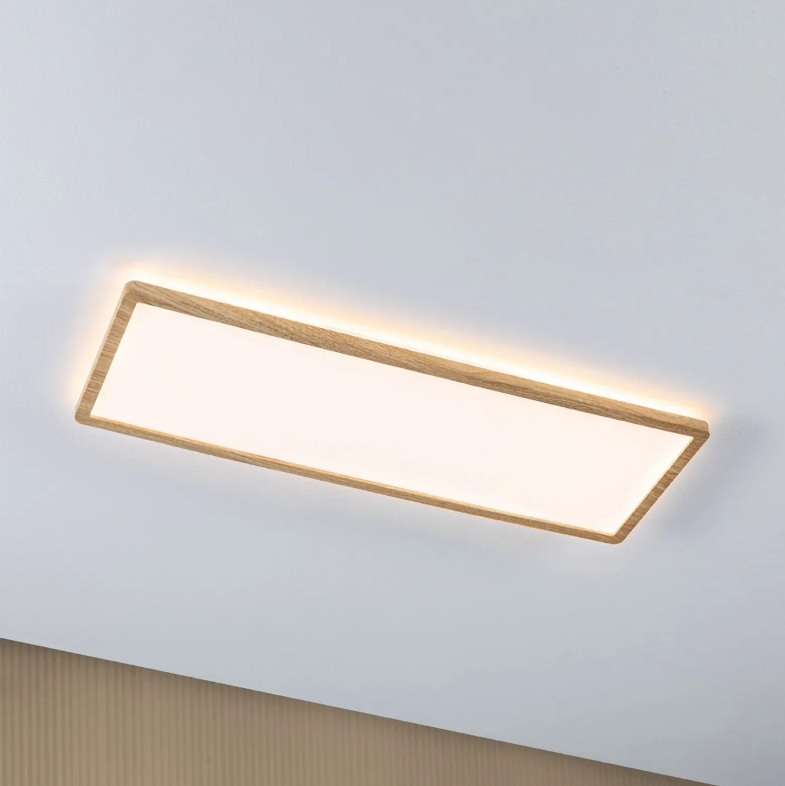 Panel LED Paulmann Atria Shine de 58 cm, acabado madera, IP44, 3000 K,