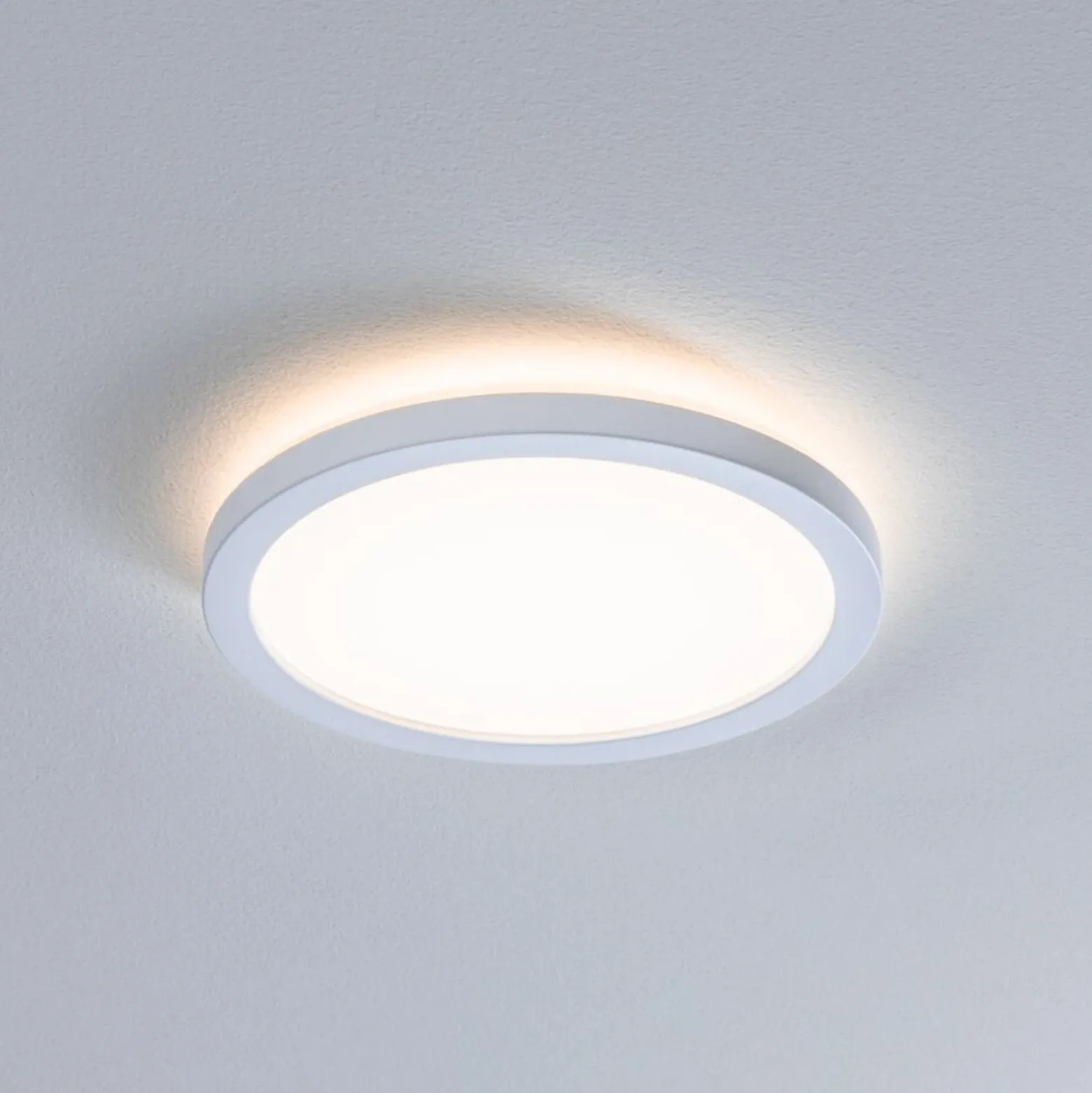 Panel LED Paulmann Atria Shine, Ø 19 cm, blanco, IP44, 3000 K, encendido/apagado