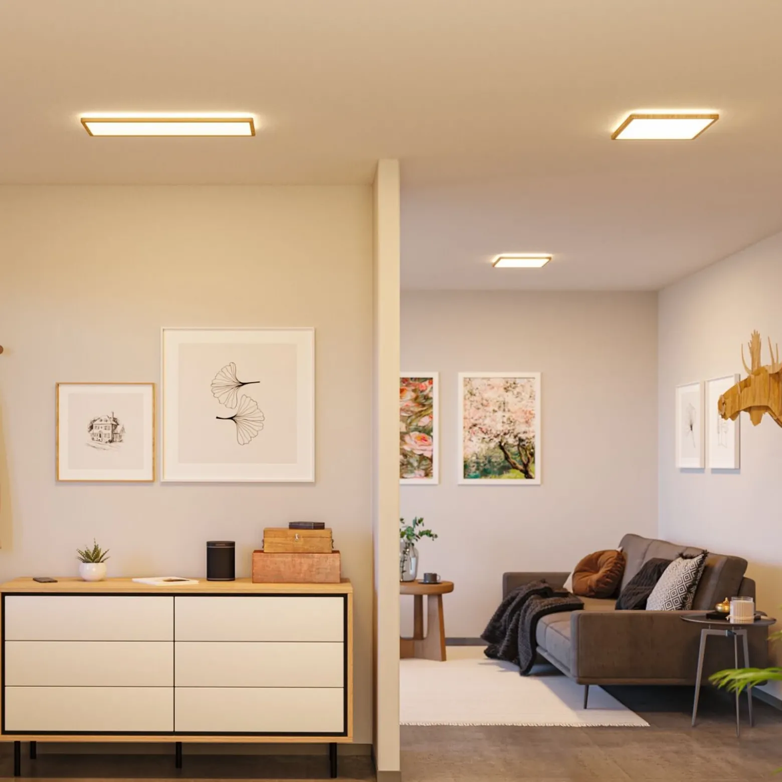 Panel LED Paulmann Atria Shine de 29 cm, acabado madera, IP44, 3000 K,