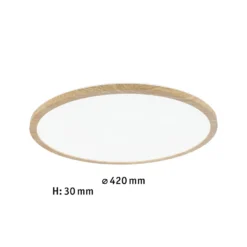 Panel LED Paulmann Atria Shine, Ø 42 cm, acabado madera, IP44, 4000 K,