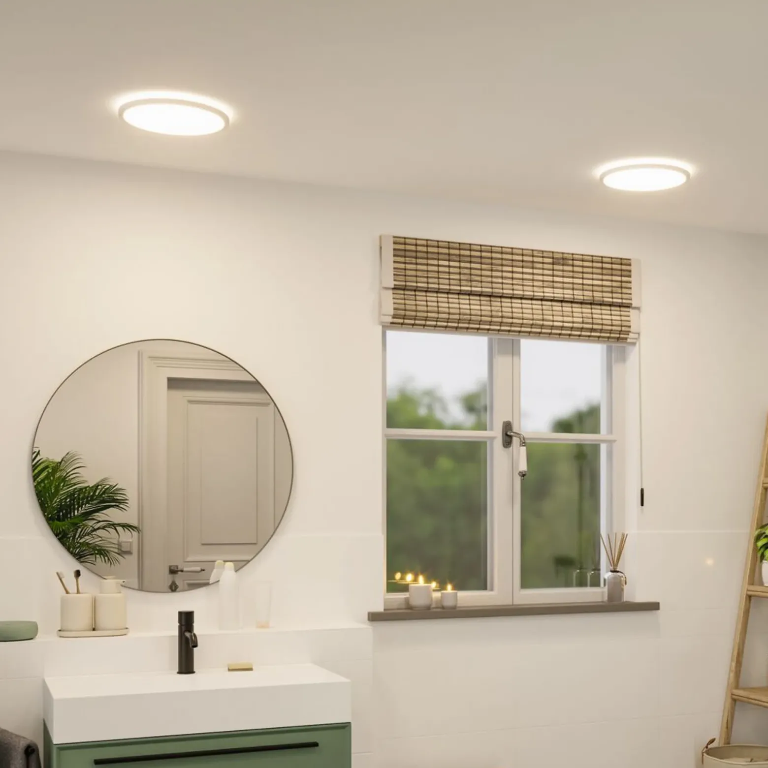 Panel LED Paulmann Atria Shine, Ø 29 cm, blanco, IP44, 4000 K, encendido/apagado