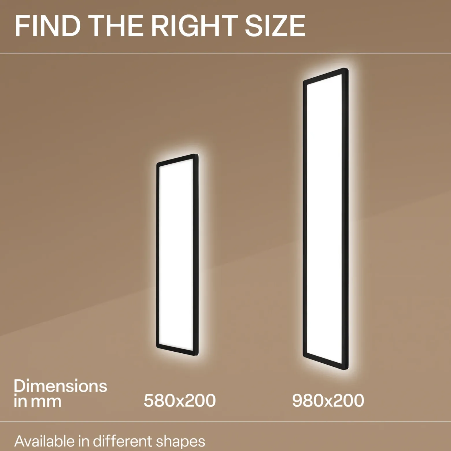 Panel LED Shallow on/off, 58 x 20 cm, negro, 840 Backlight