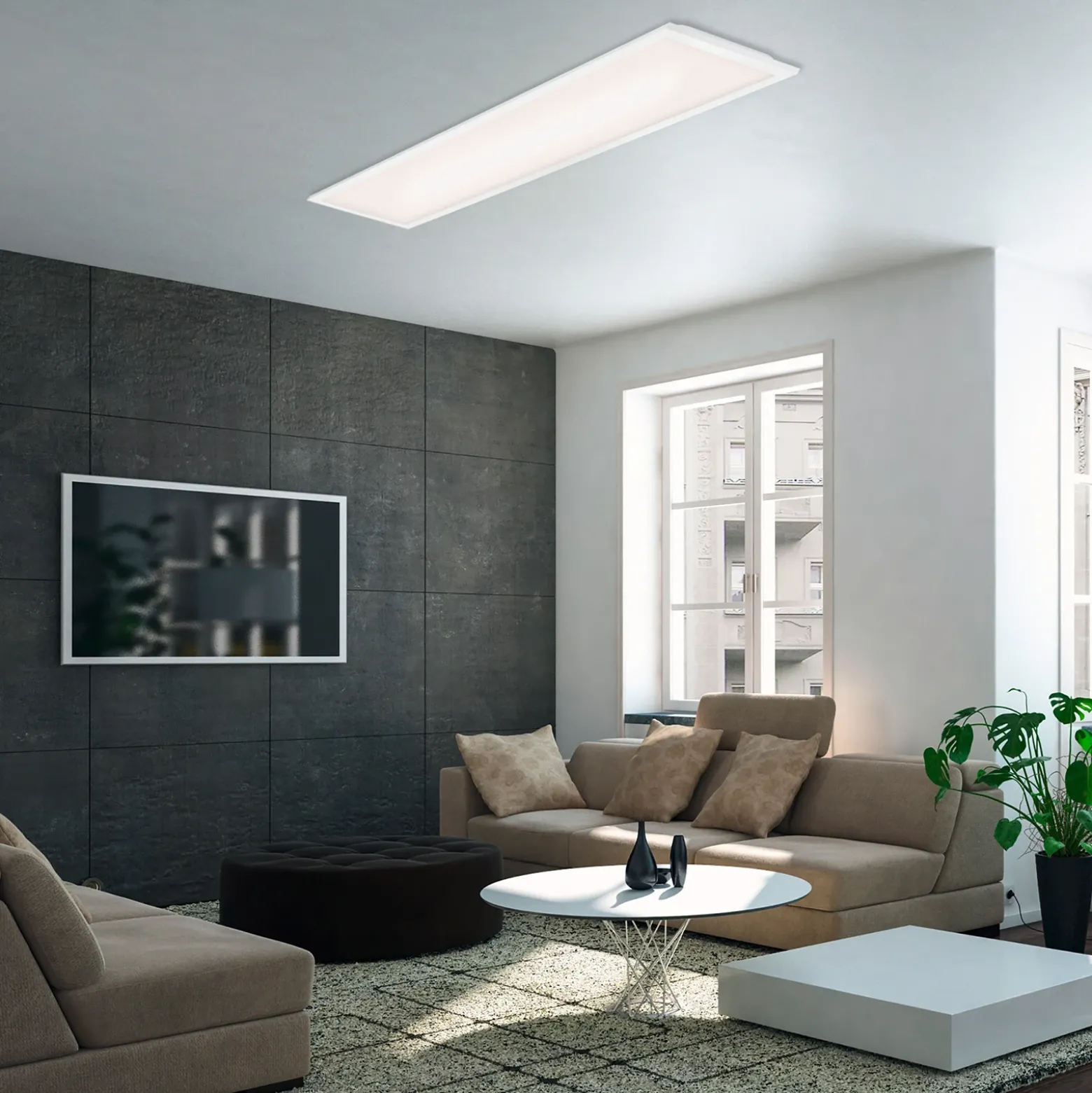 Panel LED Simple, blanco, ultraplano, 100x25cm