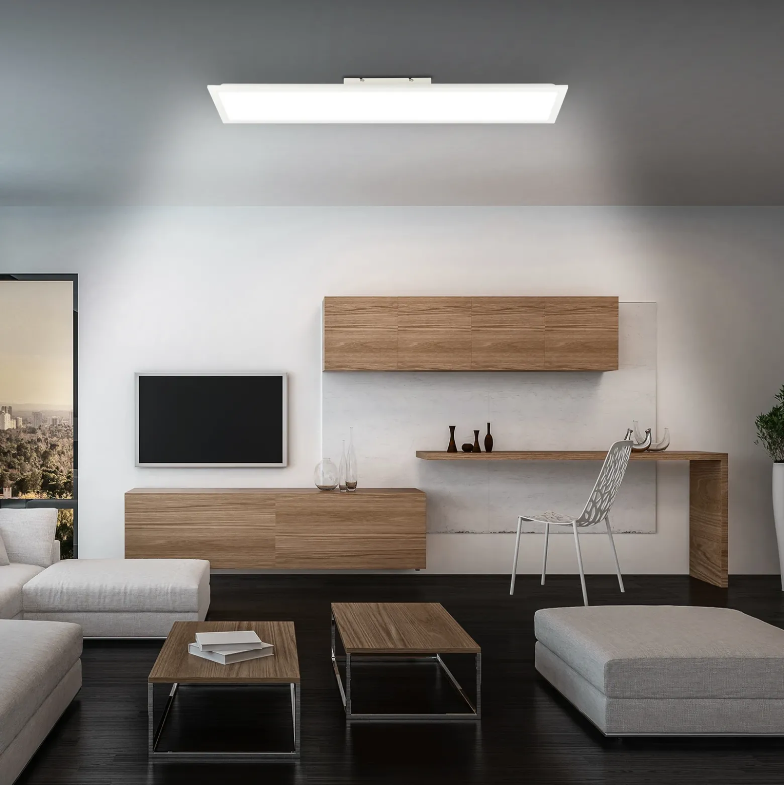Panel LED Simple 100 x 25 cm, blanco, ultraplano, IP44, 4000 K