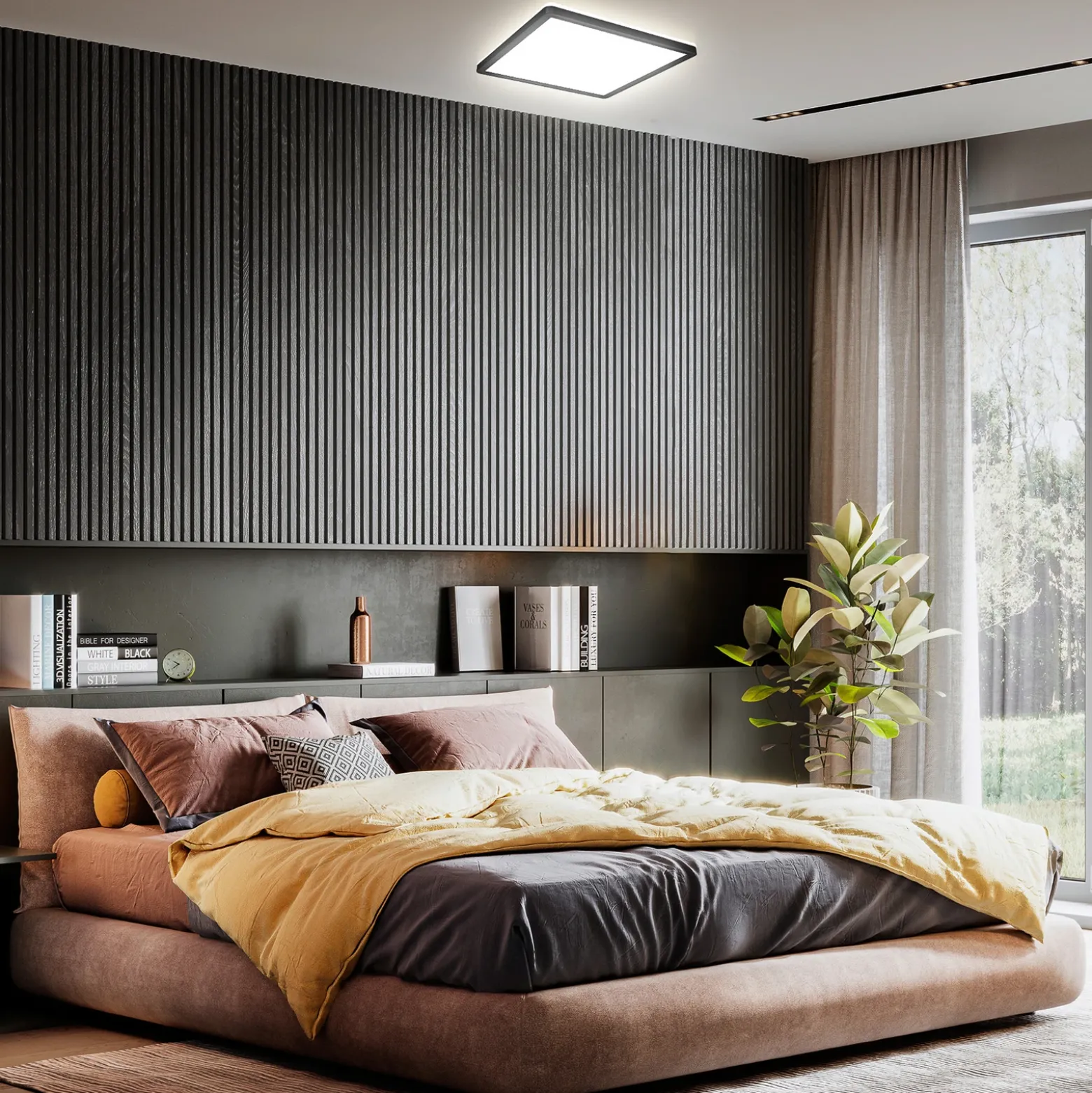 Panel LED Slim Control Remoto RGBW, 29 x 29 cm, negro, retroiluminación
