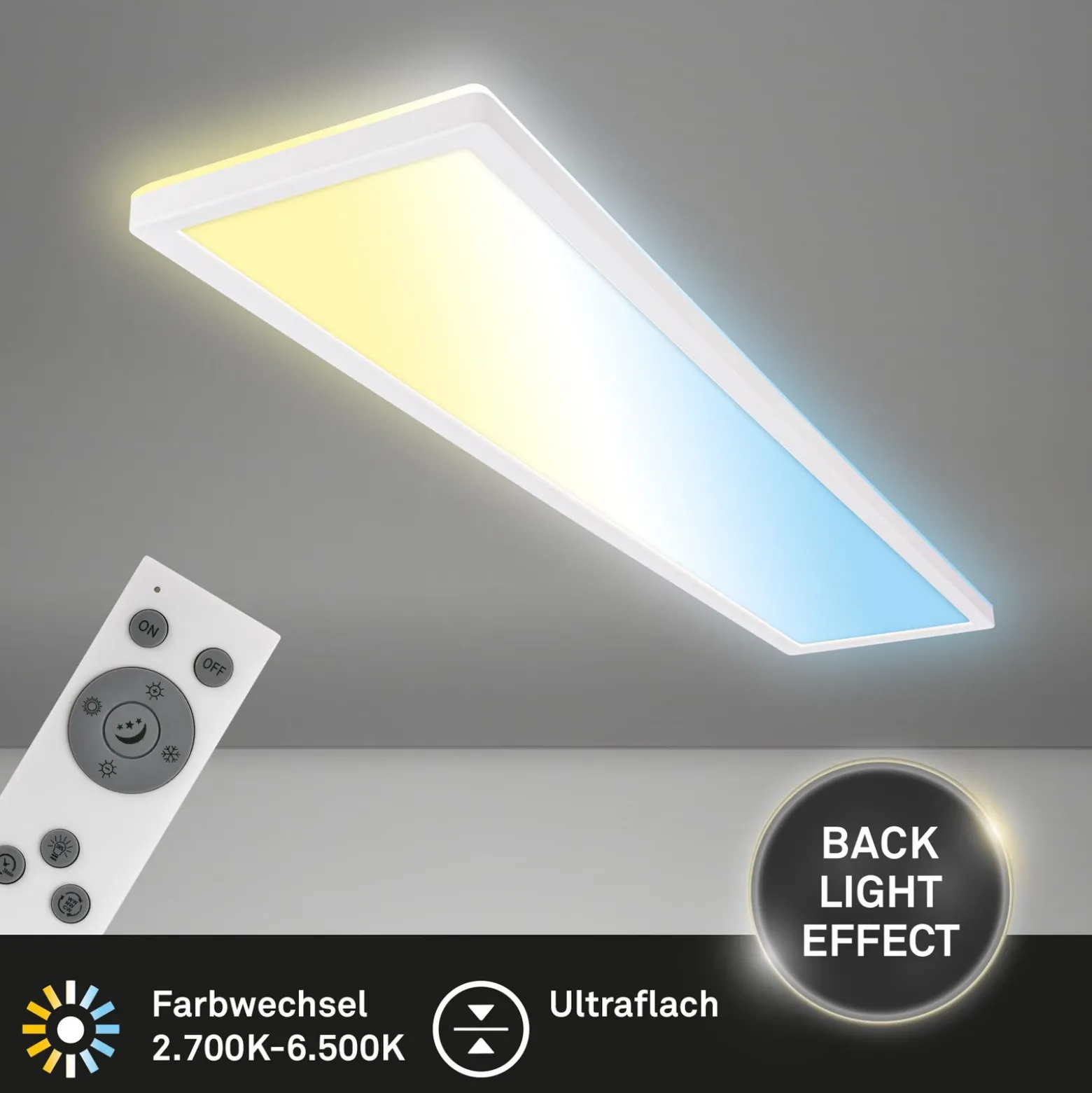 Panel LED Tava CCT, blanco, 98 x 20 cm, retroiluminado, plástico