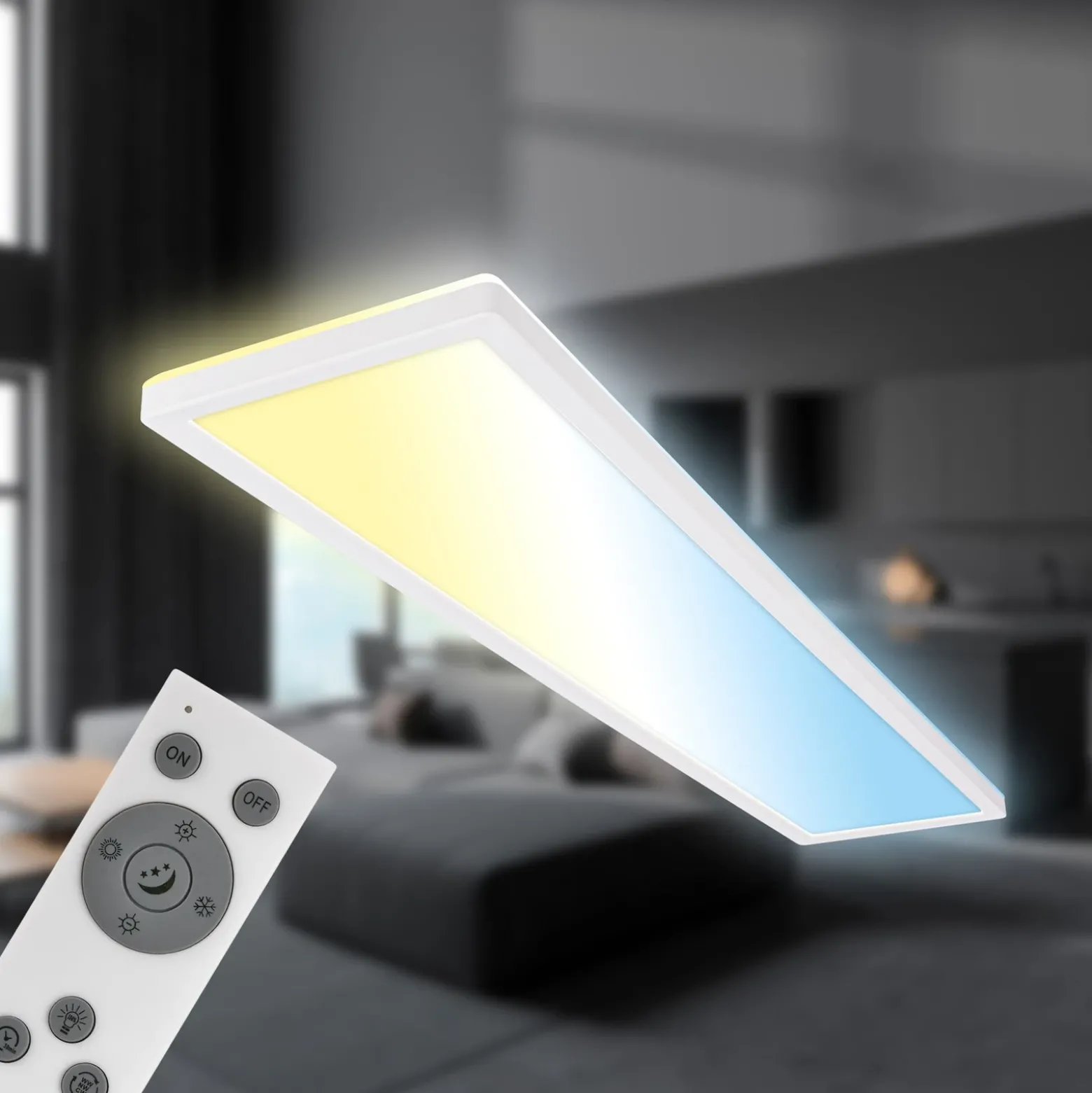 Panel LED Tava CCT, blanco, 98 x 20 cm, retroiluminado, plástico