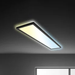 Panel LED Tava CCT, negro, 98 x 20 cm, retroiluminación de plástico