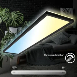 Panel LED Tava CCT, negro, 98 x 20 cm, retroiluminación de plástico