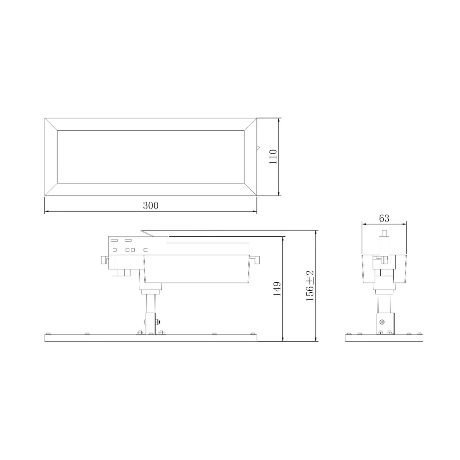 Panel LED TRACK LIGHT, negro, trifásico, 3000 K, encendido/apagado
