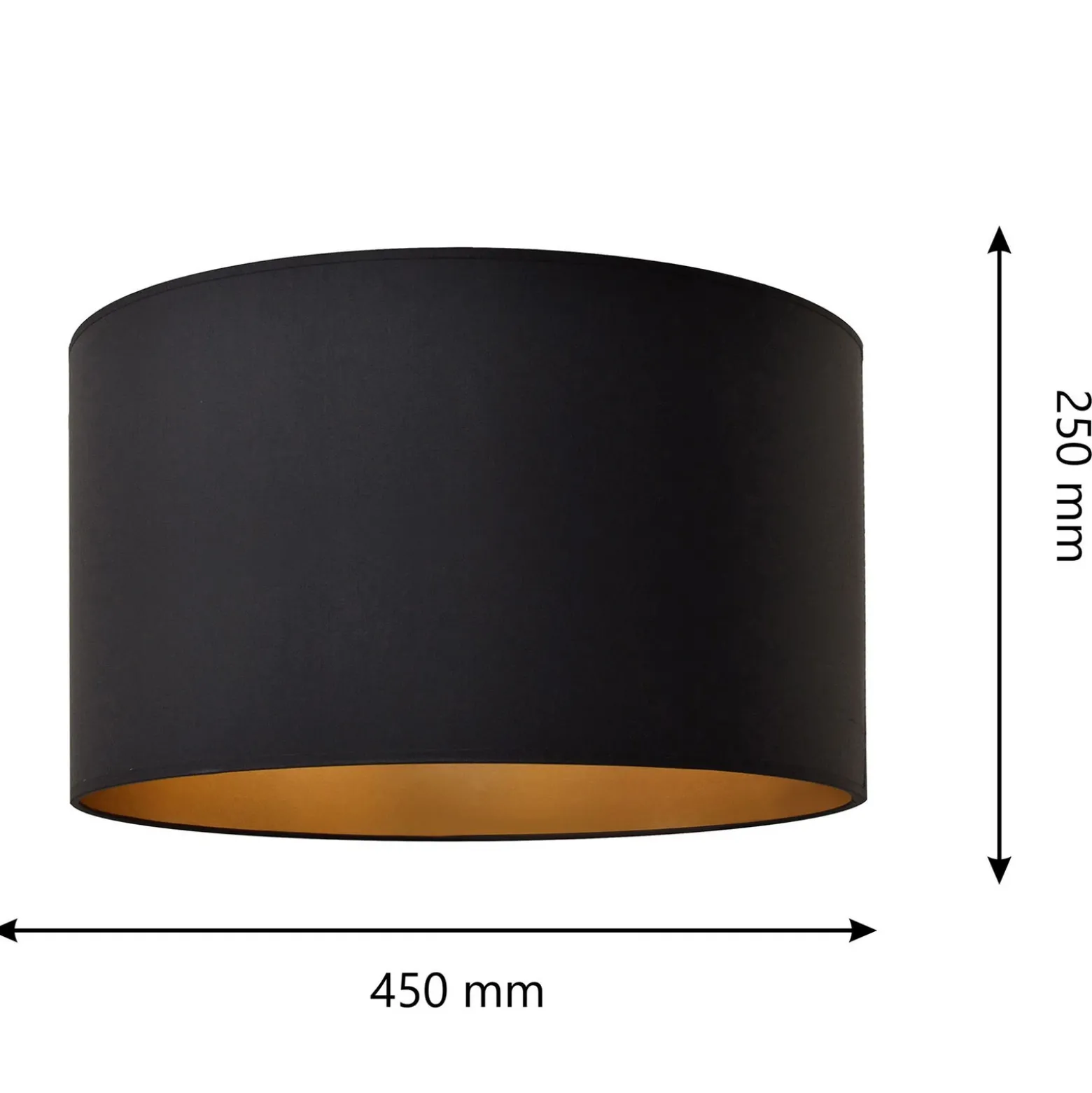 Pantalla Alba, Ø 45 cm, E27, negro/dorado