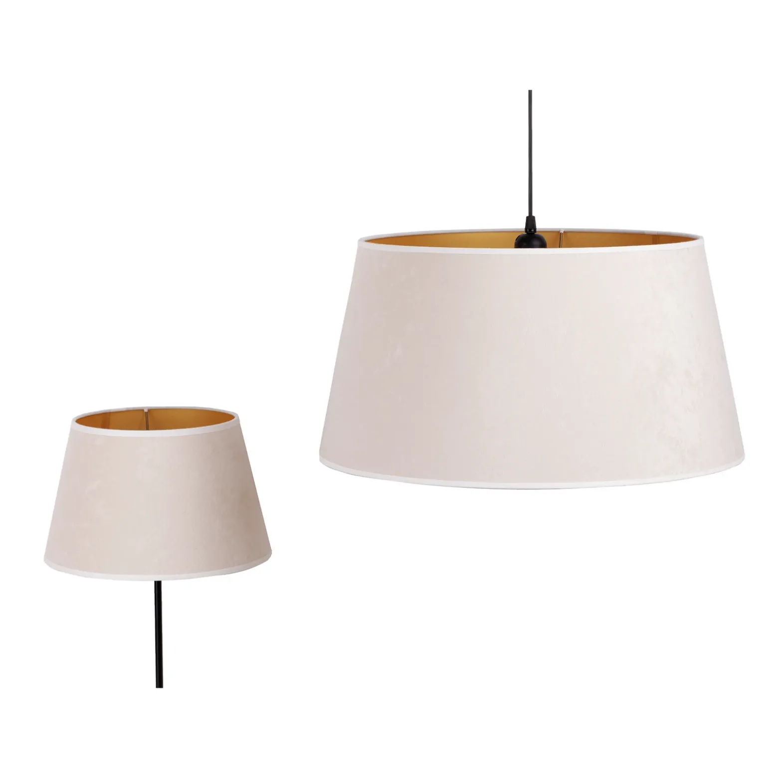 Pantalla Cone Altura 25,5 cm, crudo/dorado
