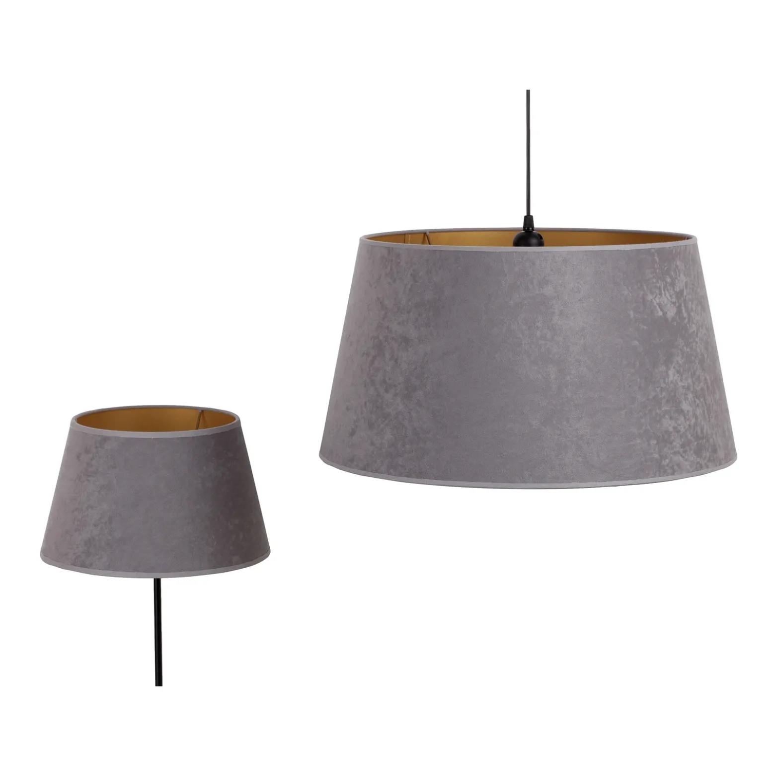 Pantalla Cone Altura 18 cm, gris/dorado
