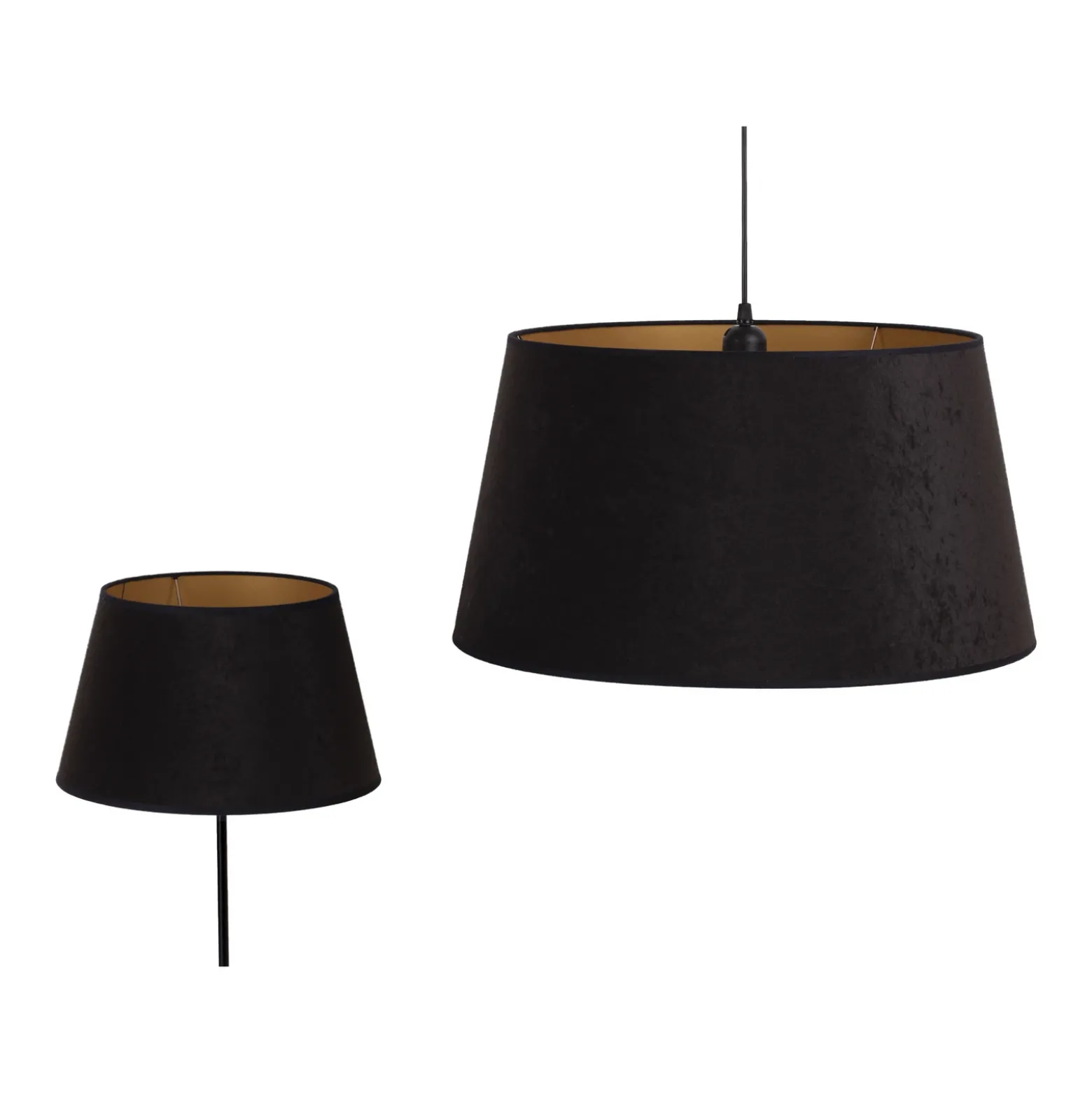 Pantalla Cone Altura 25,5 cm, negro/dorado