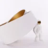 Pantalla de lámpara Chloe, Ø 50 cm, exterior blanco, interior dorado