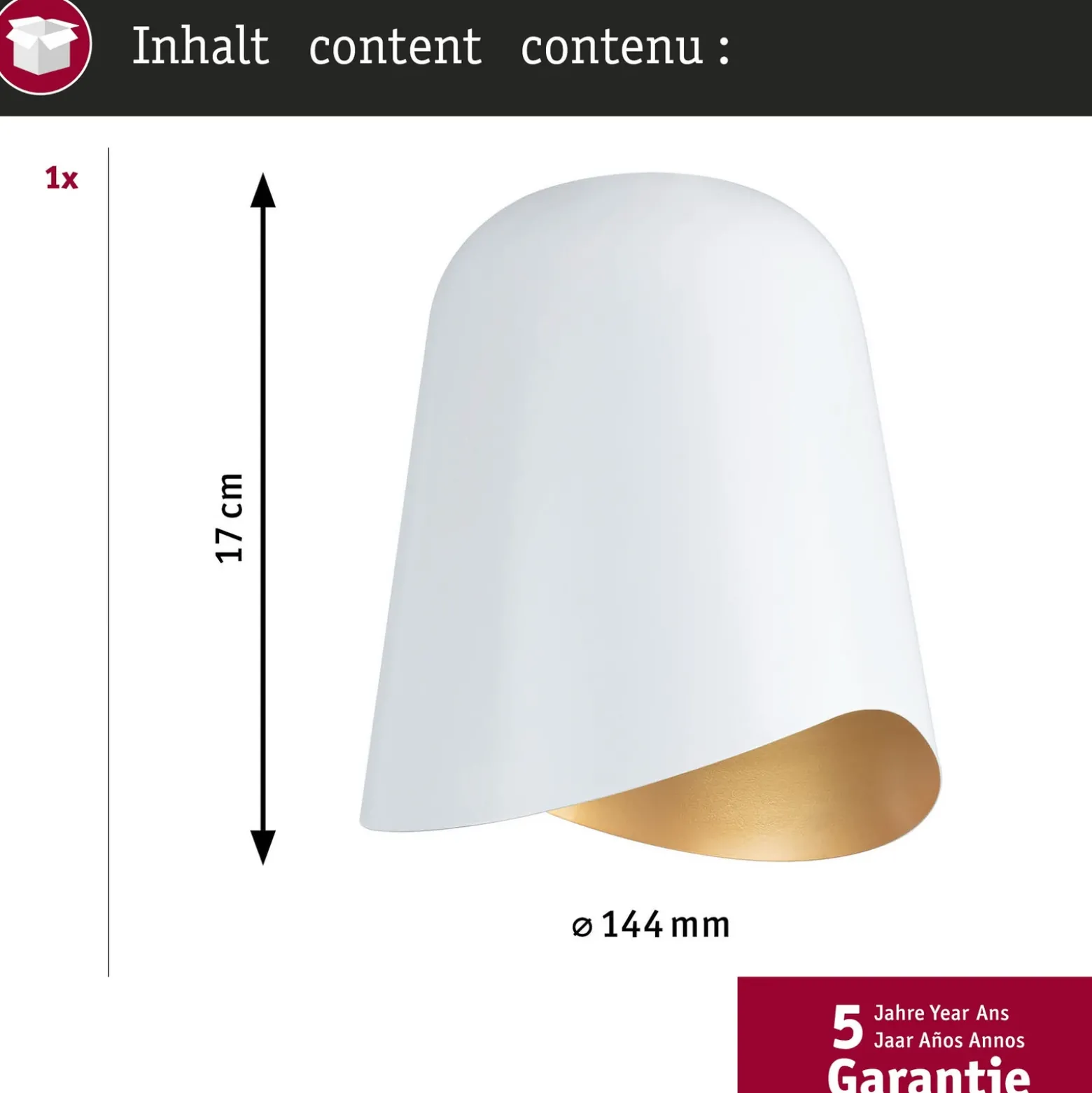 Pantalla de lámpara Paulmann URail Alvaro, blanco/dorado, DecoSystems