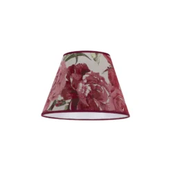 Pantalla de lámpara «Sofía», 21 cm de altura, con estampado floral rojo
