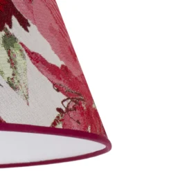 Pantalla de lámpara «Sofía», 21 cm de altura, con estampado floral rojo