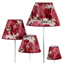 Pantalla de lámpara «Sofía», 21 cm de altura, con estampado floral rojo