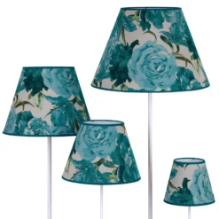 Pantalla de lámpara Sofia Altura 15,5 cm Estampado floral turquesa