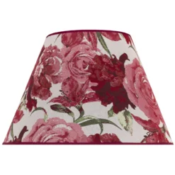 Pantalla de lámpara Sofia, altura 25 cm, estampado floral rojo