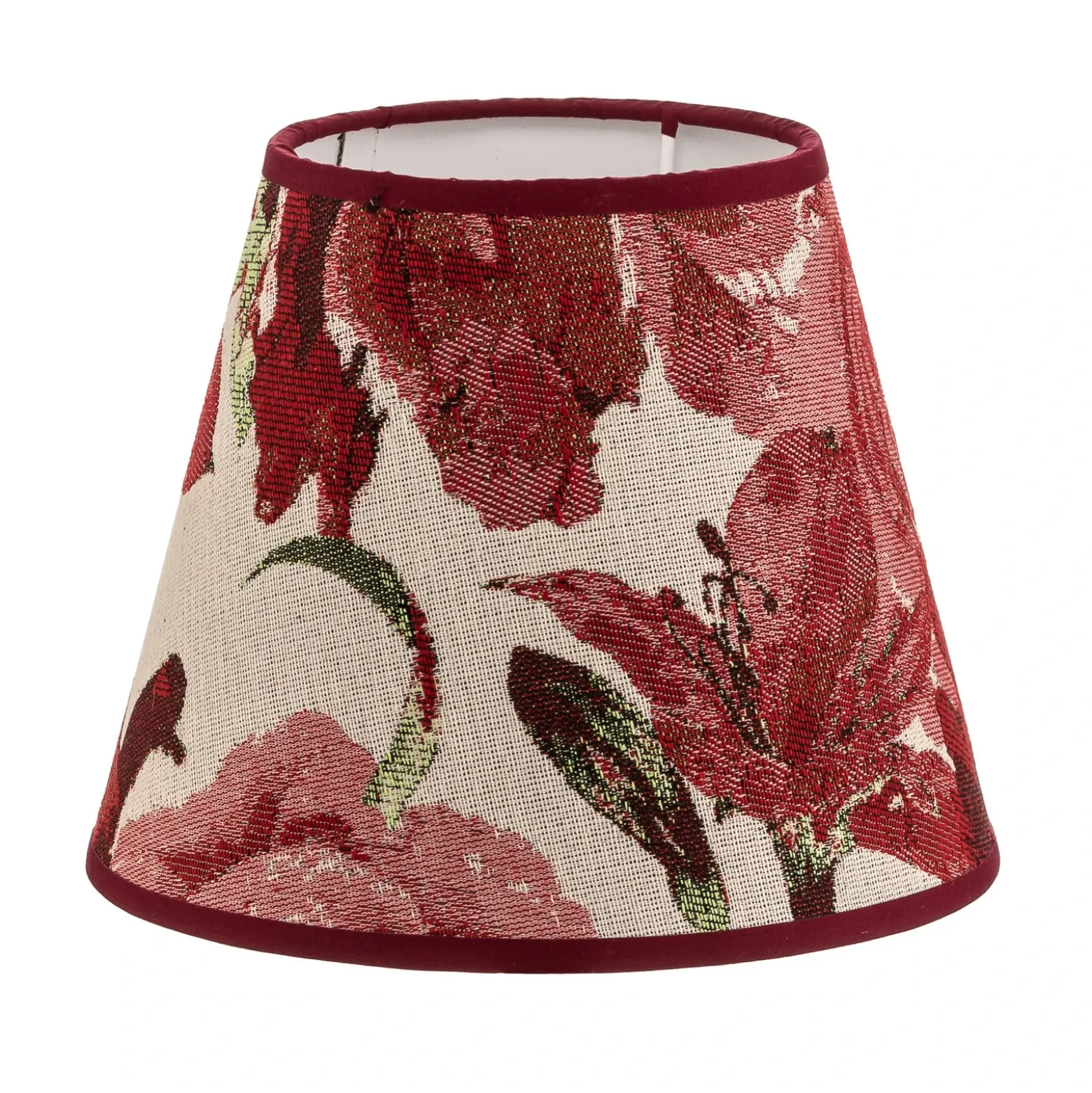 Pantalla de lámpara Sofia Altura 15,5 cm, estampado floral rojo