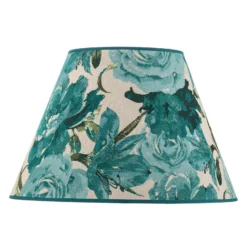 Pantalla de lámpara Sofia, altura 31 cm, estampado floral turquesa
