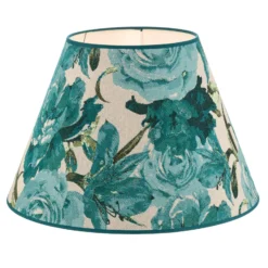 Pantalla de lámpara Sofia, altura 31 cm, estampado floral turquesa