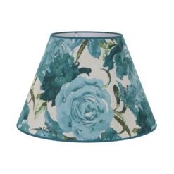Pantalla de lámpara Sofia, altura 31 cm, estampado floral turquesa