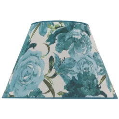 Pantalla de lámpara Sofia, altura 25 cm, estampado floral turquesa