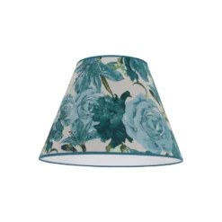 Pantalla de lámpara Sofia, altura 25 cm, estampado floral turquesa