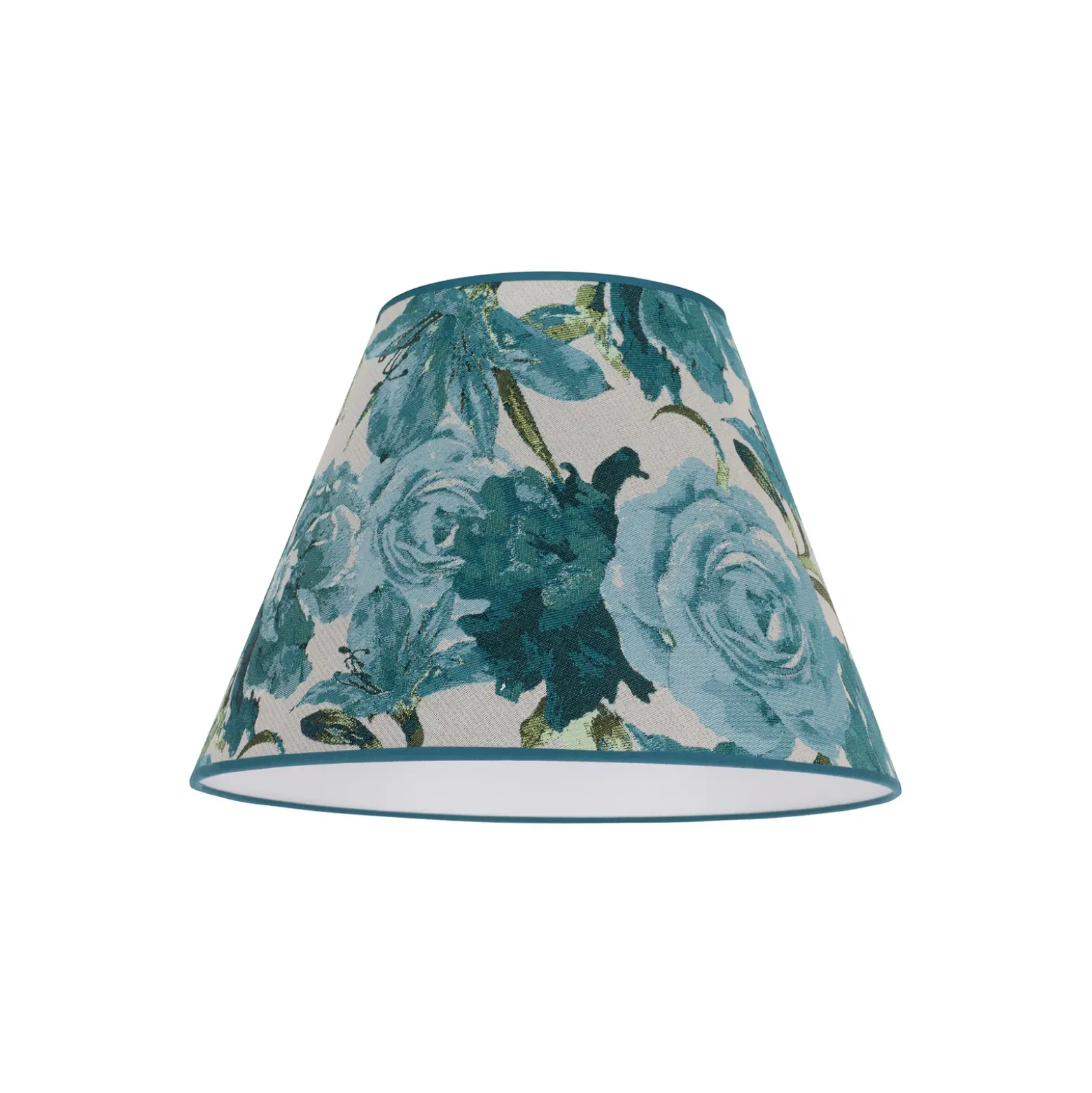 Pantalla de lámpara Sofia, altura 25 cm, estampado floral turquesa