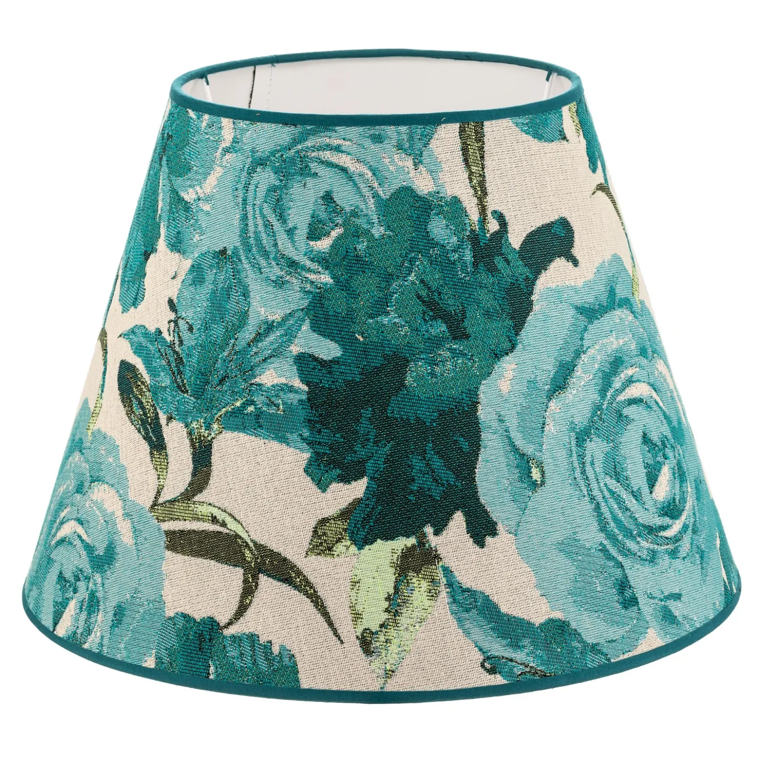 Pantalla de lámpara Sofia, altura 25 cm, estampado floral turquesa