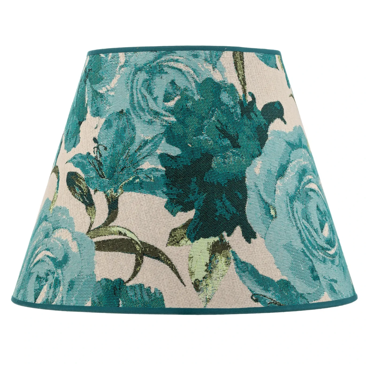 Pantalla de lámpara Sofia, altura 25 cm, estampado floral turquesa