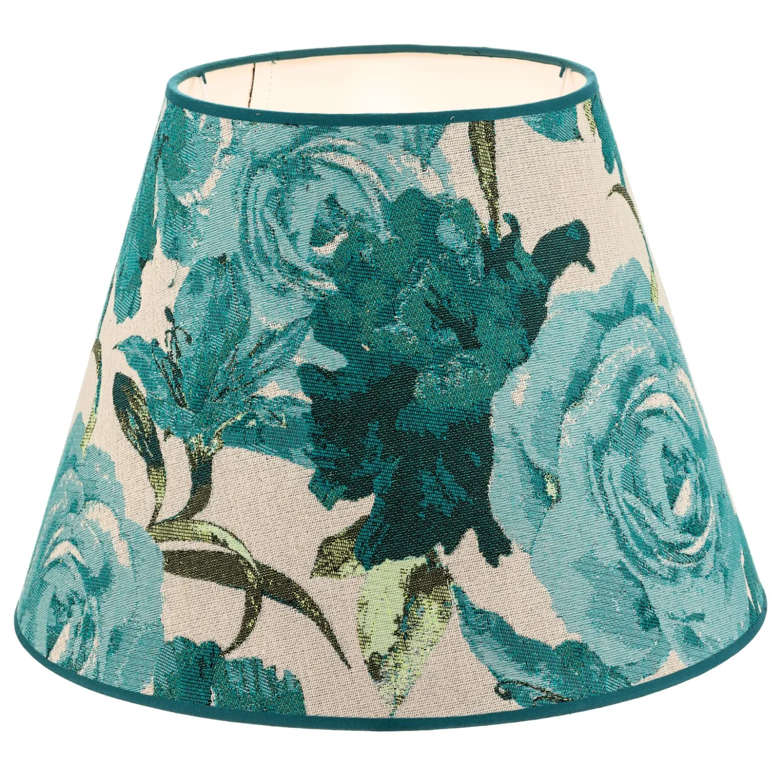 Pantalla de lámpara Sofia, altura 25 cm, estampado floral turquesa