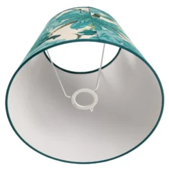 Pantalla de lámpara Sofia, altura 25 cm, estampado floral turquesa