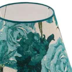 Pantalla de lámpara Sofia, altura 25 cm, estampado floral turquesa