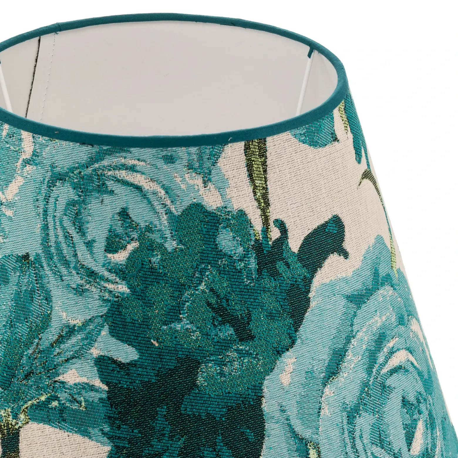 Pantalla de lámpara Sofia, altura 25 cm, estampado floral turquesa