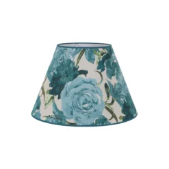 Pantalla de lámpara Sofia, altura 25 cm, estampado floral turquesa