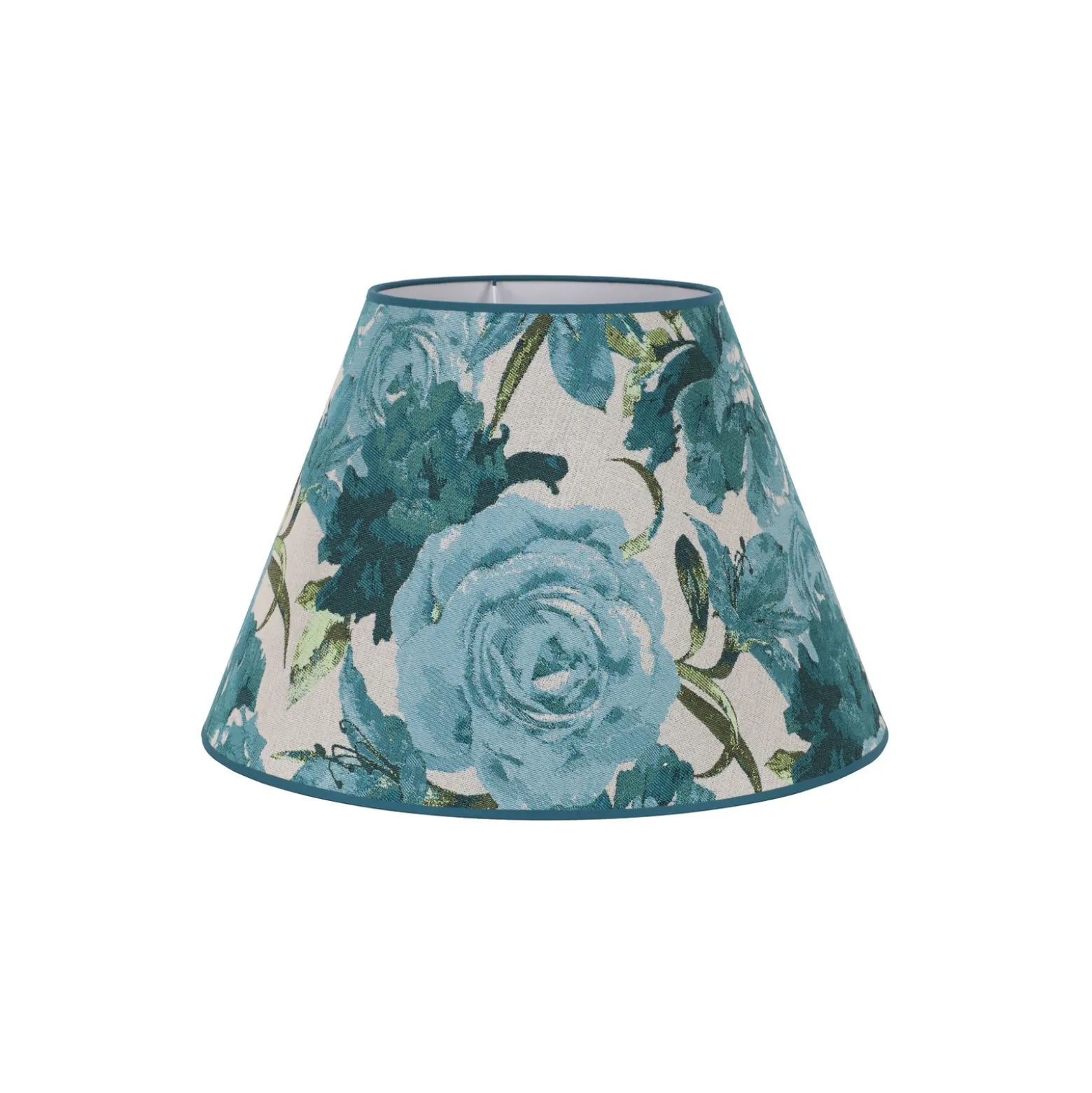 Pantalla de lámpara Sofia, altura 25 cm, estampado floral turquesa