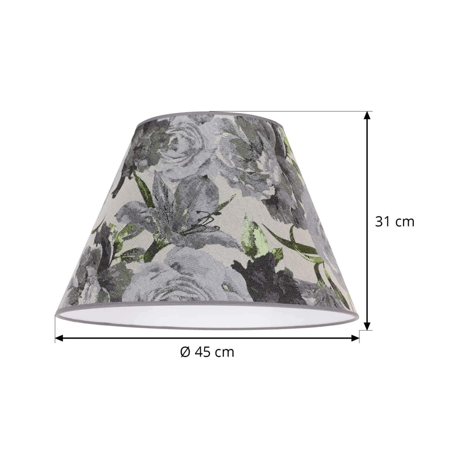 Pantalla de lámpara Sofia Altura 31 cm, estampado floral gris