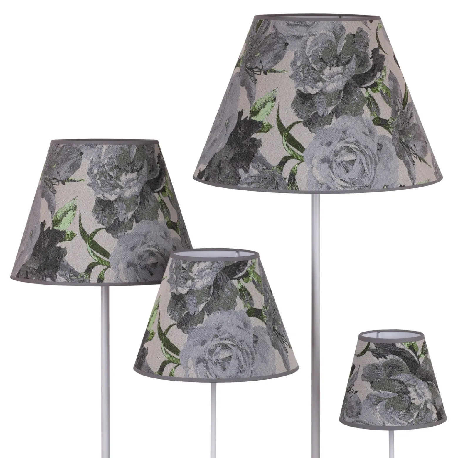 Pantalla de lámpara Sofia Altura 31 cm, estampado floral gris