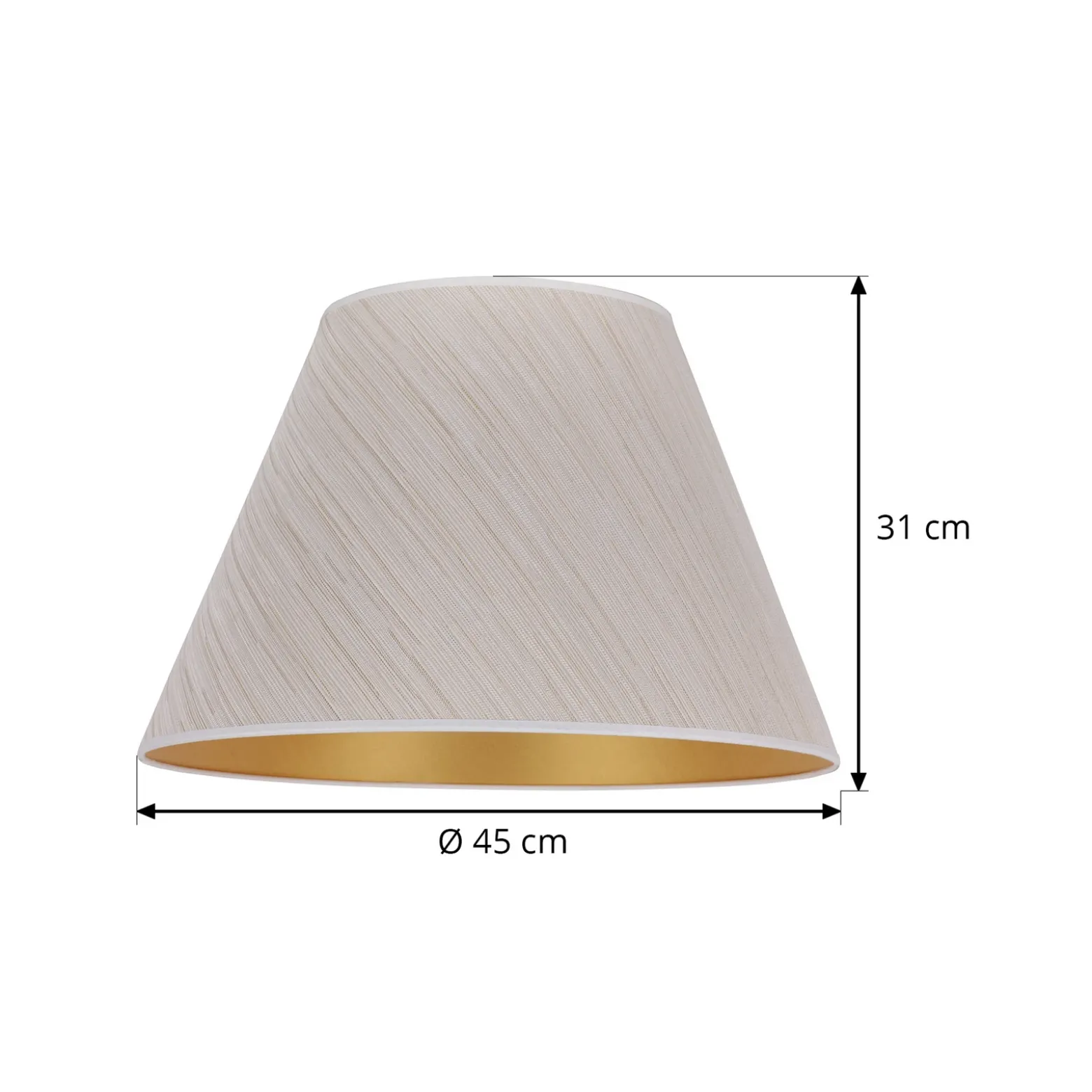 Pantalla de lámpara Sofia Altura 31 cm, rayas blancas y doradas