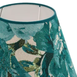 Pantalla de lámpara Sofia, altura 21 cm, estampado floral turquesa