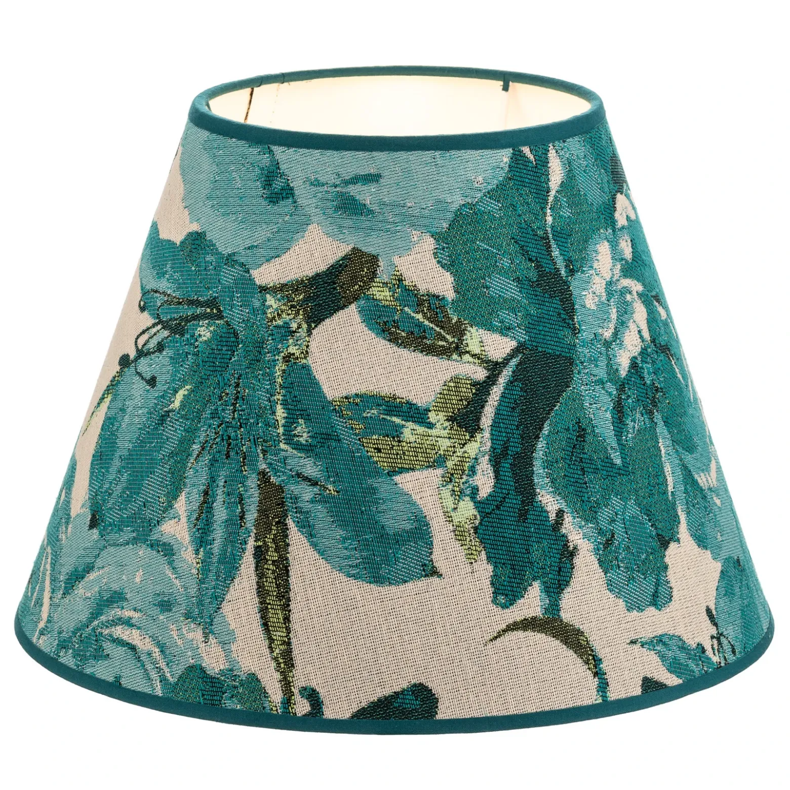 Pantalla de lámpara Sofia, altura 21 cm, estampado floral turquesa