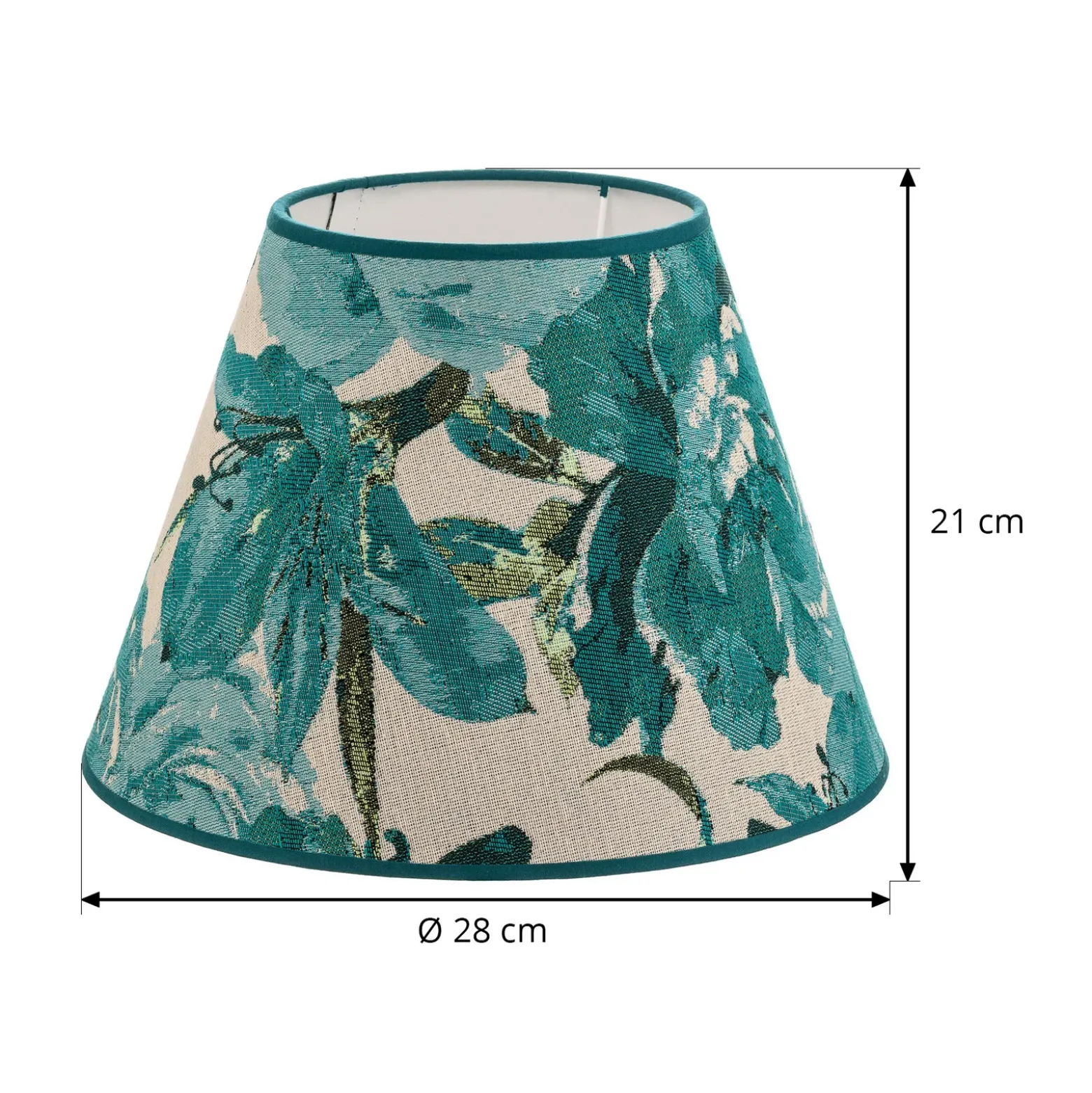 Pantalla de lámpara Sofia, altura 21 cm, estampado floral turquesa